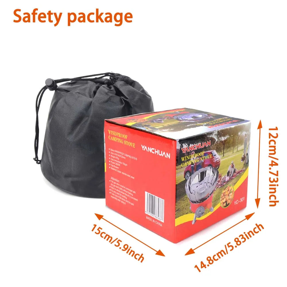 2800W Windproof Portable Outdoor Camping Gas Stove – Picnic Burner with Storage Bag